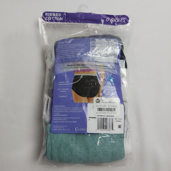 Hanes Ribbed Cotton Briefs Women's Size 6 - Picture 2 of 3